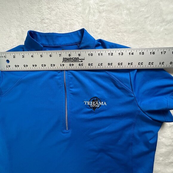 Tail Womens Blue Short Sleeve 1/4 Zip Golf Polo Shirt Tehama Logo Large Stretch - Picture 6 of 9